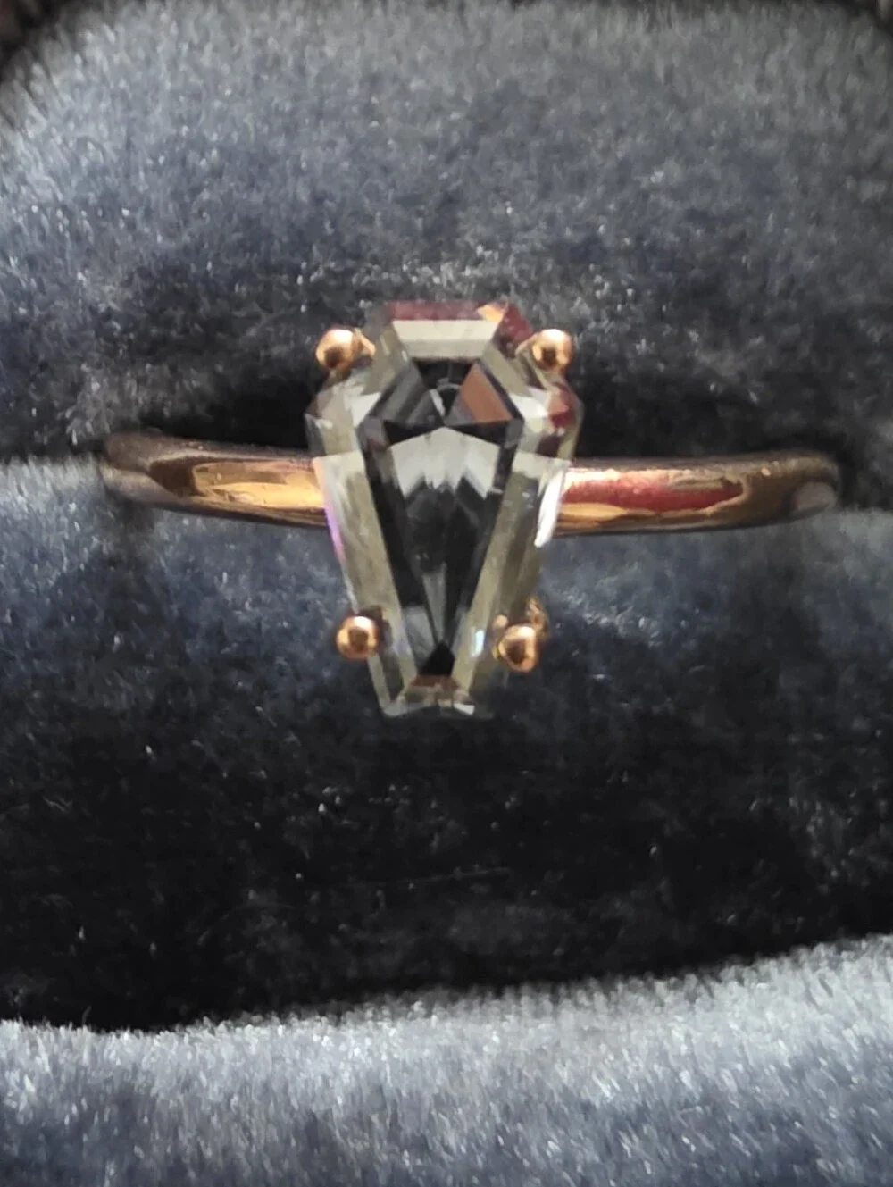 10k Moissanite Coffin Rose Gold Ring